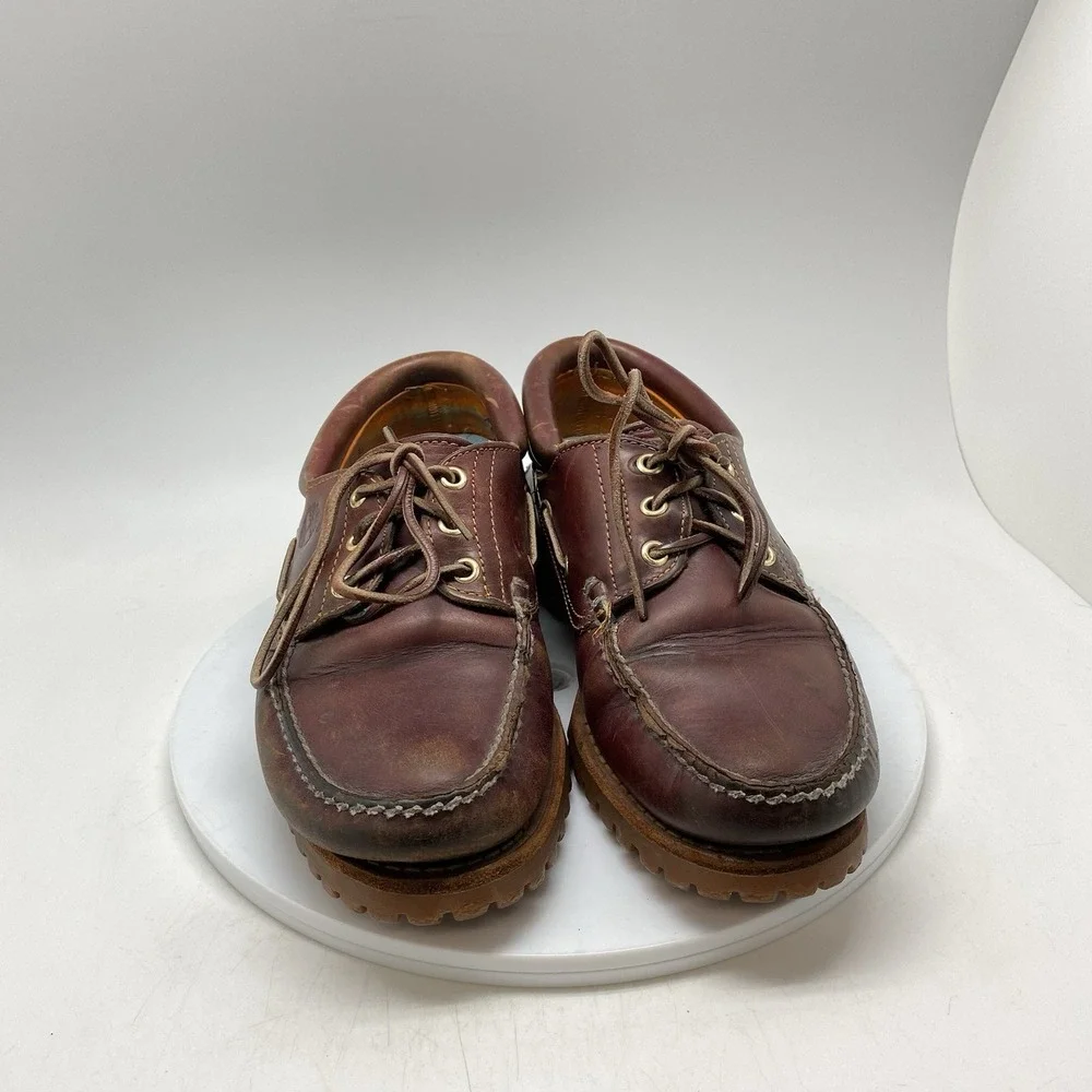Timberland Sneakers Mens 9 M Handsewn Boat Shoes 3-Eye Burgundy Preppy 50009